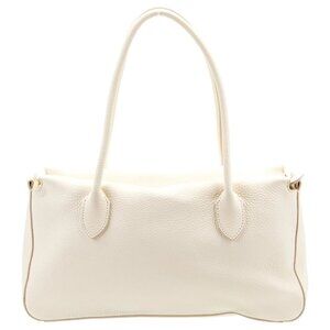 The Row E/W Top Handle Bag in White Pebbled Leather